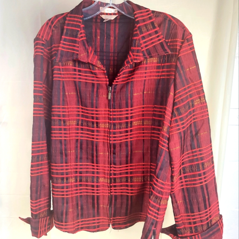 XL Womens Plaid Zipper Jacket/Blazer